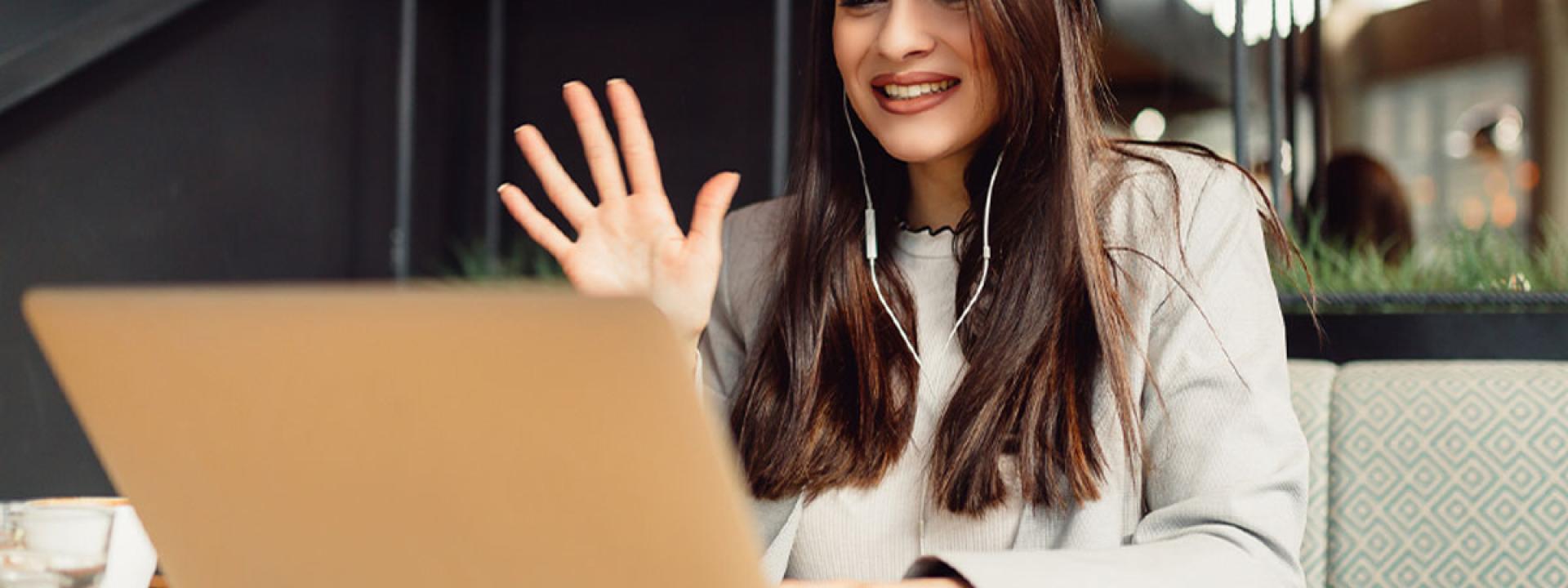 Beautiful woman smiling while video call