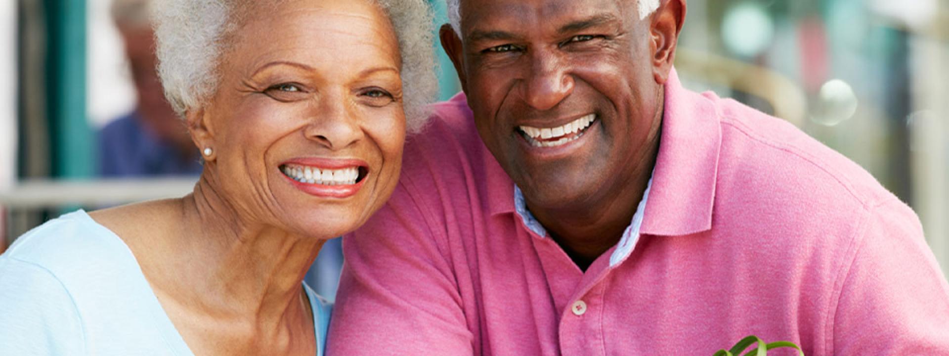 Old couple smiling